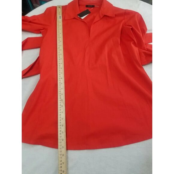 Natori Women's Tunic top   Size S Cotton Poplin Tie Front  Orange 30 - Picture 10 of 12